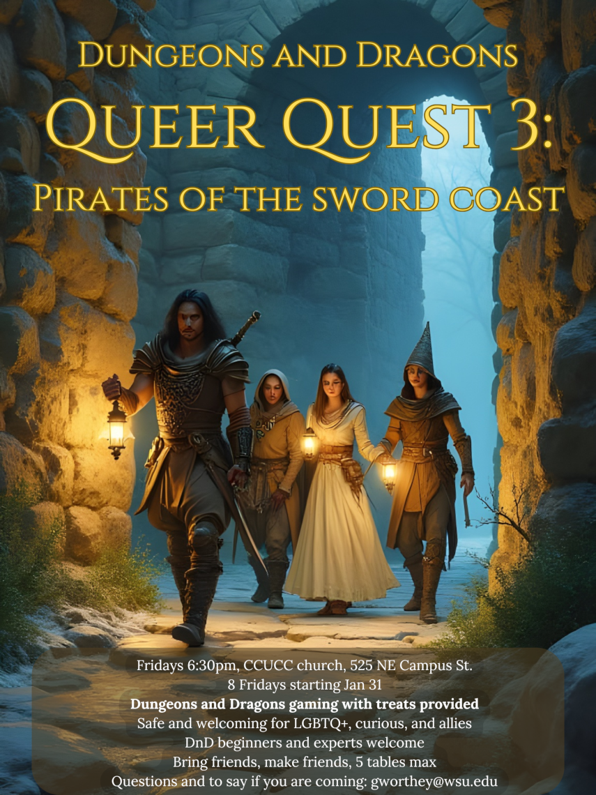 Queer Quest 3:  Sign up to play Dungeons & Dragons by January 31