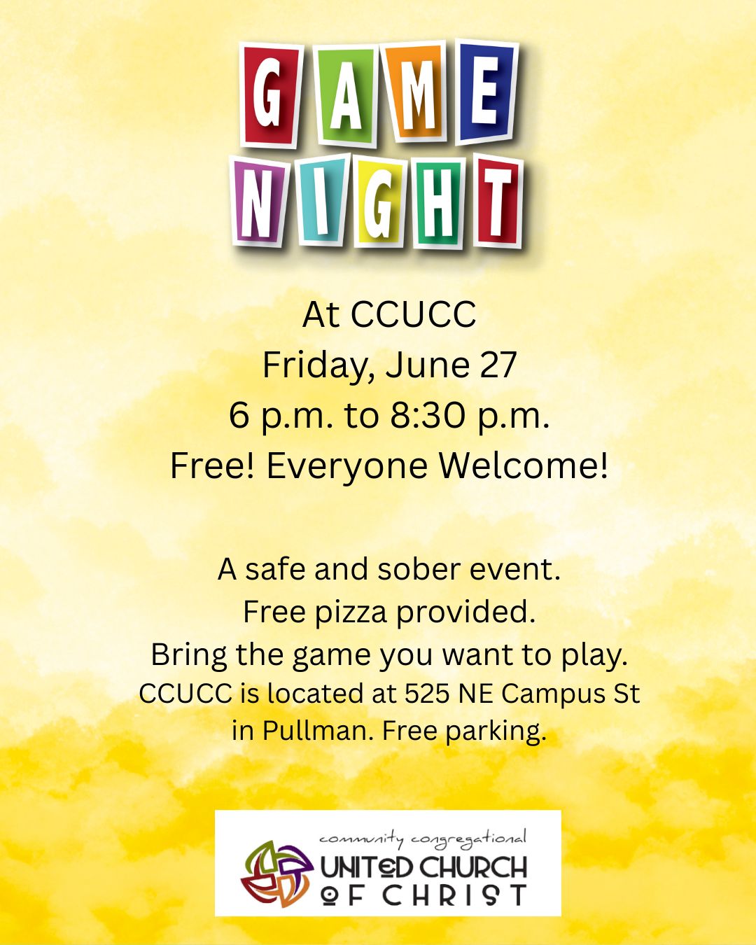 June Game Night! All are welcome to food and fun!